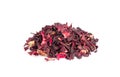 Dry Hibiscus Tea Isolated, Dry Rose Petals, Fruit Red Tea, Karkade Leaves, Dried Herbal Drink, Roselle Petal Royalty Free Stock Photo