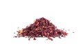 Dry Hibiscus Tea Isolated, Dry Rose Petals, Fruit Red Tea, Karkade Leaves, Dried Herbal Drink, Roselle Petal Royalty Free Stock Photo