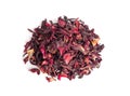 Dry Hibiscus Tea Isolated, Dry Rose Petals, Fruit Red Tea, Karkade Leaves, Dried Herbal Drink, Roselle Petal Royalty Free Stock Photo