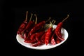 Ground paprika,Powdered red pepper ,dry chili pepper isolated on black background Royalty Free Stock Photo