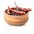 Dry hot pepper in a bowl Royalty Free Stock Photo