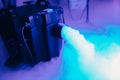 Dry ice low fog machine with hands on for wedding first dance in restaurants Royalty Free Stock Photo