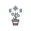 Color illustration icon for Dry, heat and plant