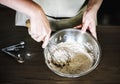 Dry ingredients getting whisked in the kitchen Royalty Free Stock Photo