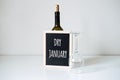 Dry January. Alcohol-free challenge, Health campaign urging people to abstain from alcohol for the January month. Bottle