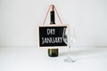 Dry January. Alcohol-free challenge, Health campaign urging people to abstain from alcohol for the January month. Bottle