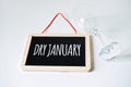 Dry January. Alcohol-free challenge, Health campaign urging people to abstain from alcohol for the January month. Bottle