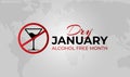 Dry January Background Illustration Banner with Red No Cocktail Icon