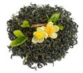 Dry jasmine pearl tea on white. Royalty Free Stock Photo