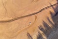 Dry lake with a boat from above Royalty Free Stock Photo