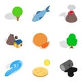 Dry land icons set, isometric style