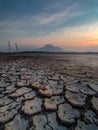 Dry Lapindo mud in Sidorjo, East Java, Indonesia Royalty Free Stock Photo