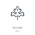 Dry leaf icon. Thin linear dry leaf outline icon isolated on white background from nature collection. Line vector sign, symbol for Royalty Free Stock Photo