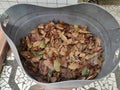 Dry leaf waste is collected in rubbish bins Royalty Free Stock Photo