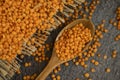 Dry lentils spoon on wooden food nutrition consumption