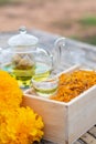 Herbal tea from flowers of a marigold Royalty Free Stock Photo