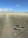 Dry moonscape with blue sky