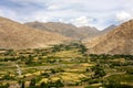 Dry Mountains with a Green valley in Leh, Ladakh Royalty Free Stock Photo