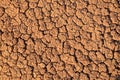 Dry mud cracked pattern in desert ground , natural texture of Earth Royalty Free Stock Photo