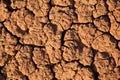 Dry mud cracked pattern in desert ground , natural texture of Earth