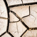 Dry mud cracks forming geometric abstract natural pattern on soil surface Royalty Free Stock Photo