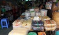 Dry noodles on stall street vendor in asian market