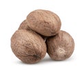 Dry nutmeg isolated on white background Royalty Free Stock Photo