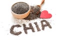 Organic chia seeds with red heart