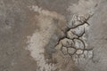 dry, parched, cracked earth textures in a river bed seen from above on very dry drought affected farm land, rural Australia