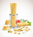 Dry Pasta Assortment Herbs Realistic Poster