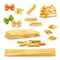 Dry Pasta Assortment Realistic Icons Set Royalty Free Stock Photo