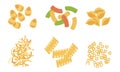 Dry Pasta Assortment Set, Italian Traditional Food Vector Illustration