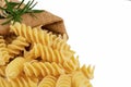 Dry pasta closeup uncooked on background