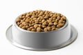 dry pet food in a metal bowl isolated on white background Royalty Free Stock Photo