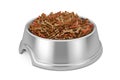 Dry Pet Food in Stainless Steel Bowl for Dog, Cat or other Pets. Royalty Free Stock Photo