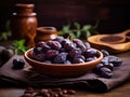 Dry Plums Isolated, Dried Black Fruits, Prune Group, Dry Plum Fruit on White Background Royalty Free Stock Photo