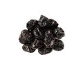 Dry Plums Isolated, Dried Black Fruits, Prune Group, Dry Plum Fruit on White Background Royalty Free Stock Photo