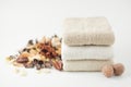 Dry potpourri and towel. Royalty Free Stock Photo