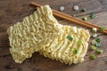 Dry ramen noodles. Asian ramen instant noodles