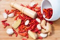 Dry red pepper,ginger and garlic
