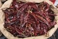 Dry redindian indian chilli put in a Piece of paper