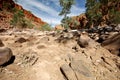 Dry river bed at Western MacDonnell Ranges Royalty Free Stock Photo