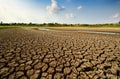 Dry river on drought parched ground and crack ground Royalty Free Stock Photo