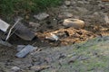 Dry river water pollution dumping of garbage and waste