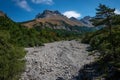 Dry riverbed in the French alps ,a result of global warming ,Lus La Croix Haut ,Drome France Royalty Free Stock Photo