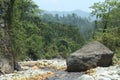 Almost dry riverbed and greenery