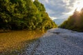 The dry riverbed of the Zinkenbach river in the autumn who ends in the Wolfgangsee in Austria Royalty Free Stock Photo