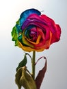 Dry rose with colorful petals on a gray background Royalty Free Stock Photo