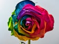 Dry rose with colorful petals on a gray background Royalty Free Stock Photo