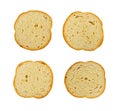 Dry Round Crackers Isolated, Sliced French Baguette Bread, Crunchy Croutons, Bruschetta Crackers, Round Rusks Royalty Free Stock Photo